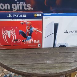 PS5 SLIM DISC SYSTEM NEW AND PS4 PRO SPIDER-MAN SPECIAL EDITION SYSTEM $1000 FINAL PRICE SEE 👀 ALL PICTURES 