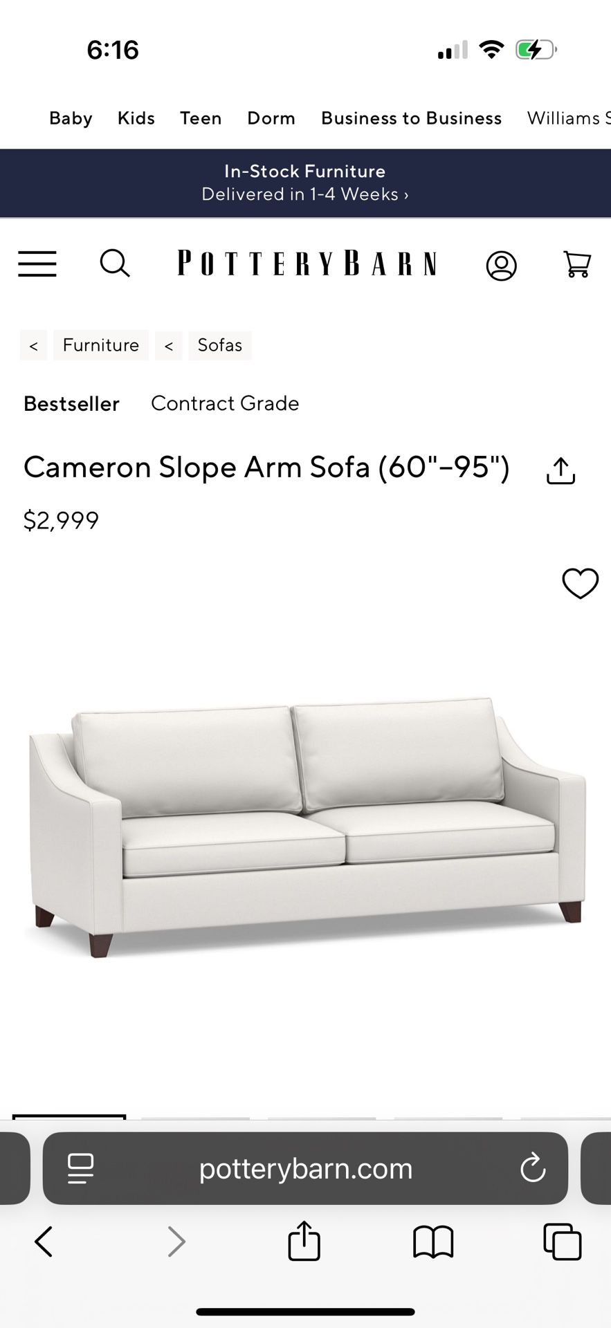 Pottery Barn Couch 