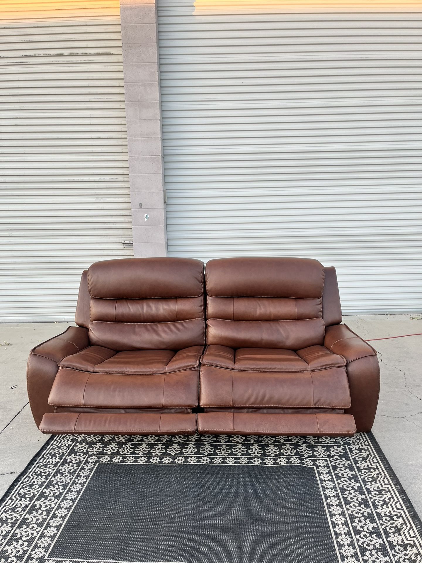 Rhodes Leather Power Reclining Sofa - Brown - 🚚 DELIVERY AVAILABLE ✅