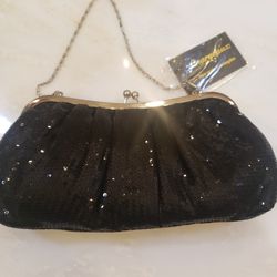 Black Mesh Metallic Bag New