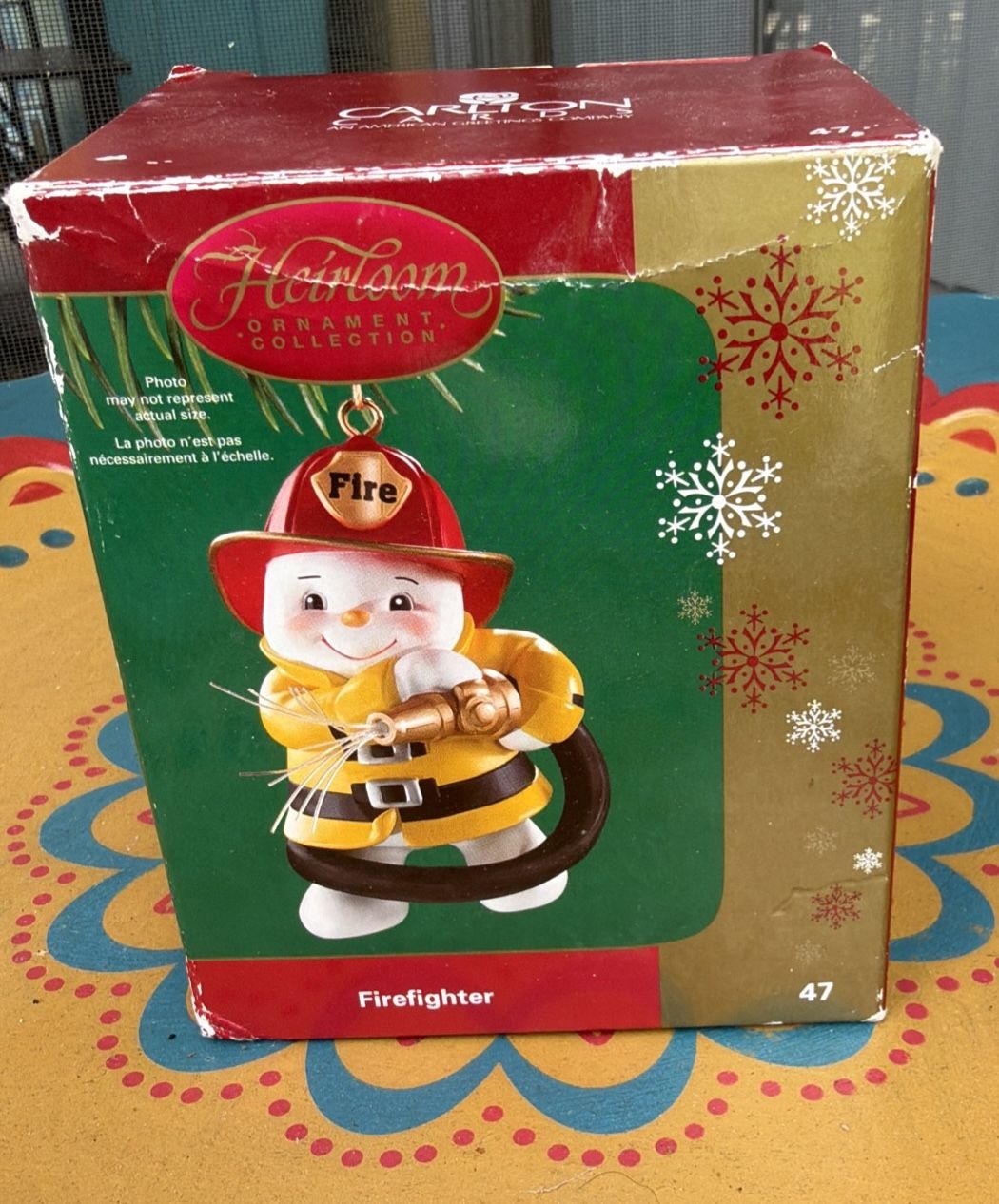 Heirloom Ornament collection Carlton Cards #47 Firefighter Snowman