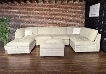 Delivery Available Costco modular 7pc beige sectional sofa couch retails 1700