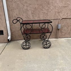 Bar Cart Wrought Iron and Tile Top (see Description )