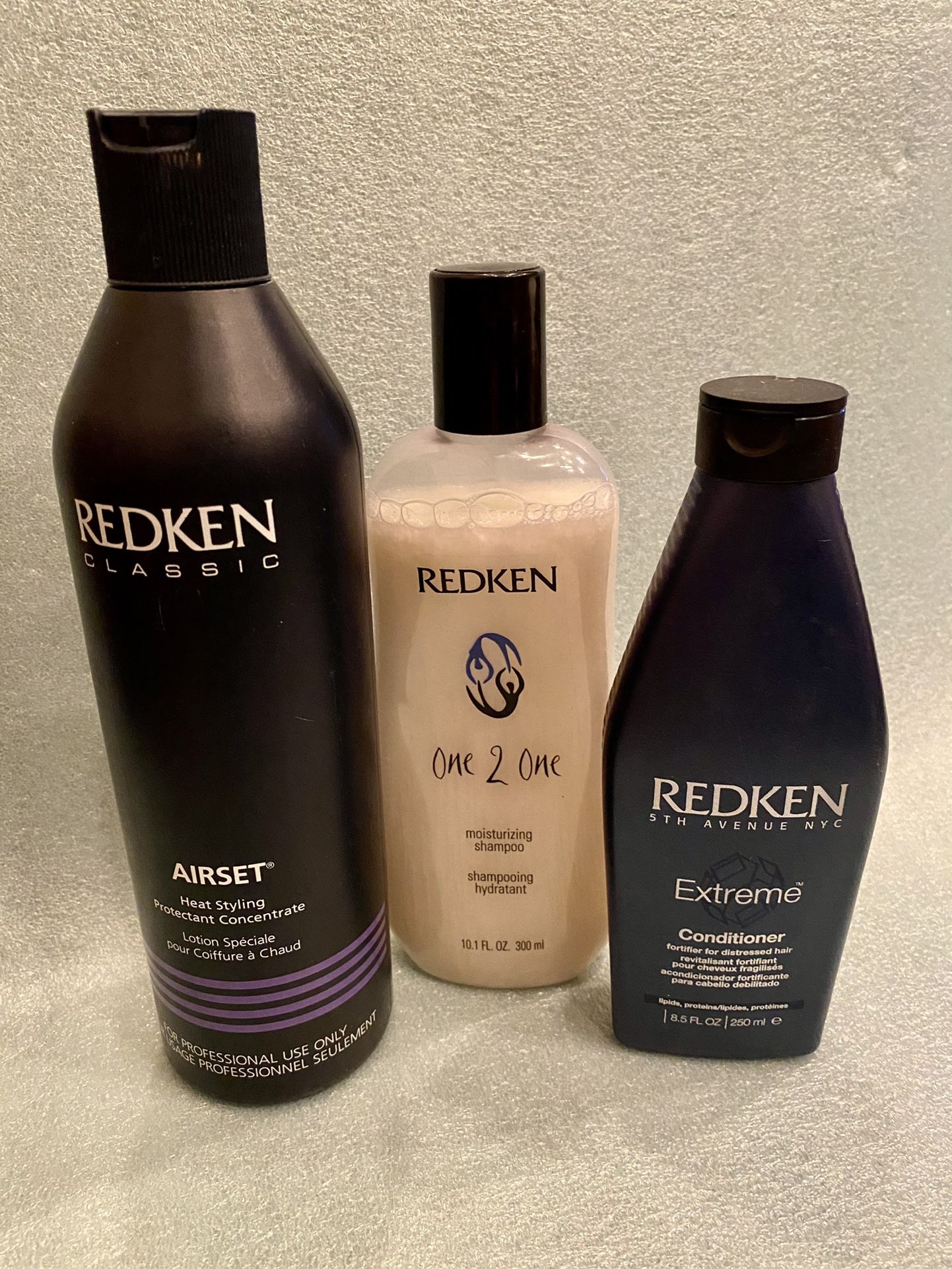 Redken Airset Heat Styling Protectant, One 2 One Shampoo & Extreme Conditioner