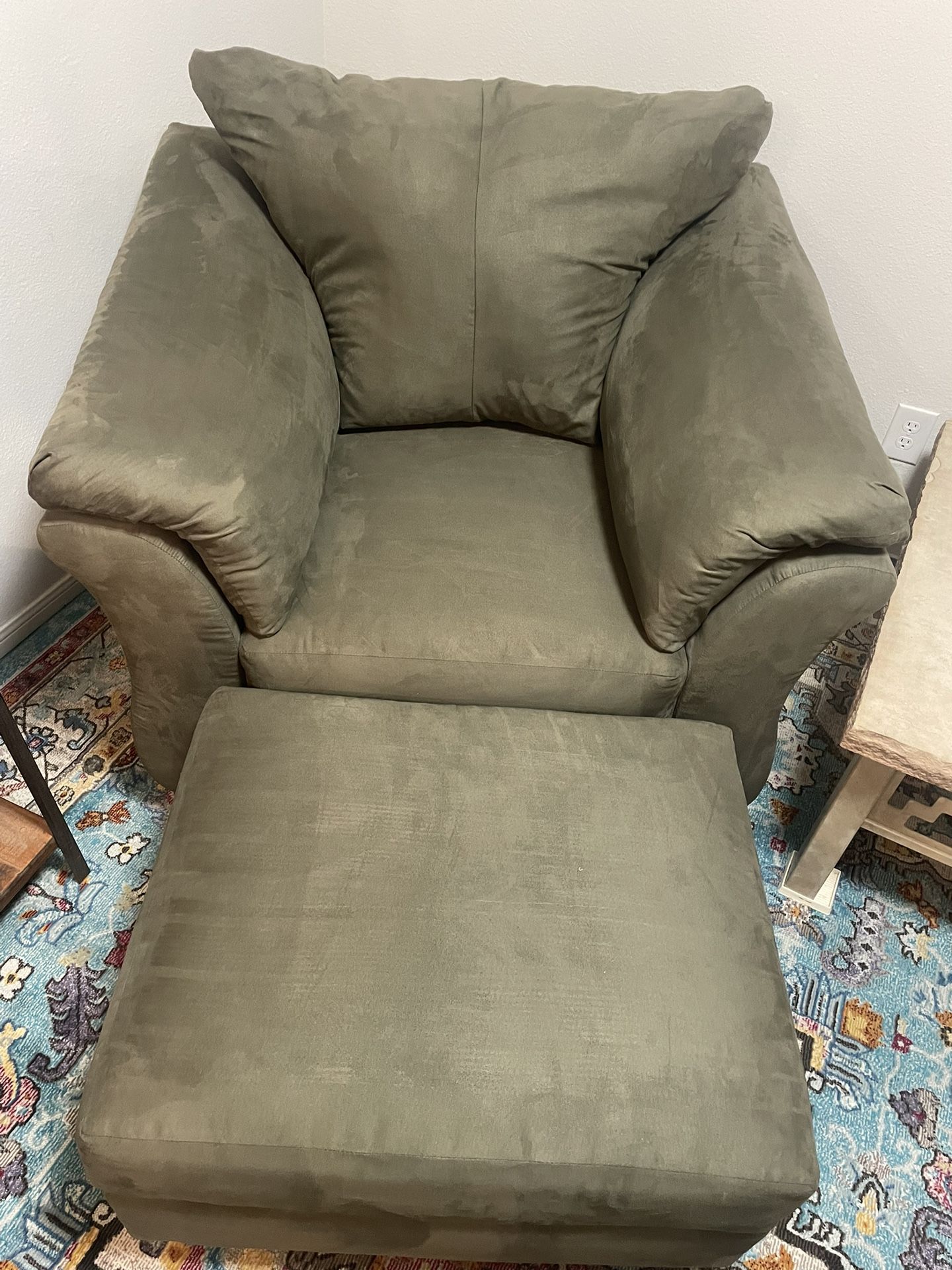 Green Sofa Chair + Ottoman
