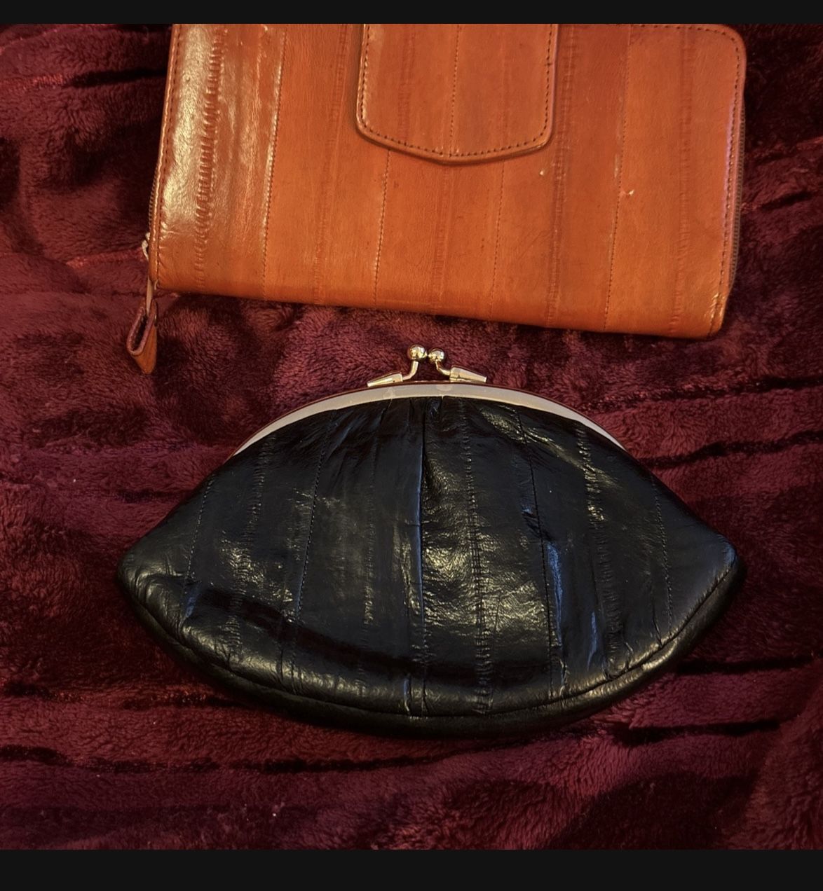 Set Of Two Vintage Lee Sands; Eel Skin Wallet & Coin Purse