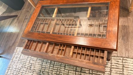 Coffee Table with Antique Typeset Tray
