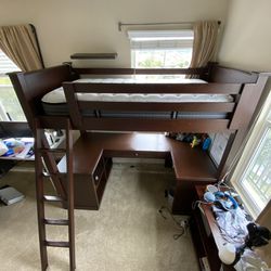 Pottery Barn Twin Loft Bed with Desk & Storage