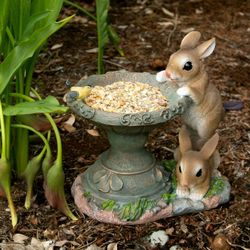 Playful Bunnies Bird Feeder, Brown