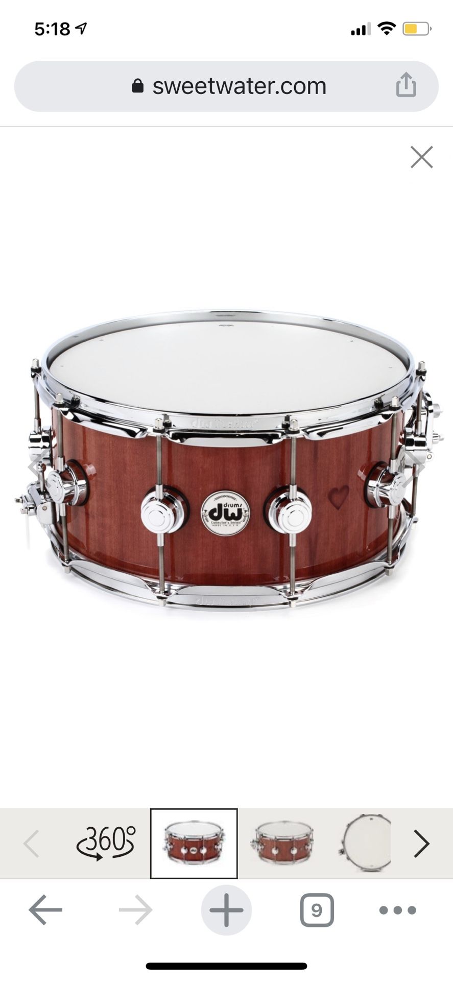 DW Purple Heart Snare Collectors Edition.