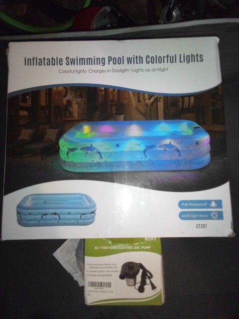 Brand New Light Up Swimming Pool & Brand New Air Pump