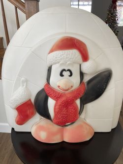Vintage Blow - Mold Penguin Igloo General Foam Plastic 24” Light Up Christmas