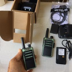 2 Radios Retevis RB66 MINI Walkie Talkie Glow in the Dark Fluorescent FRS with Headset. $30 Store, Market, Business, Church, Kids, Home