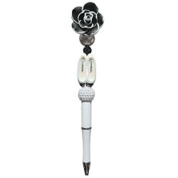 Fashion Fancy Rose Custom Beaded Ballpoint Twist Pen White Black
