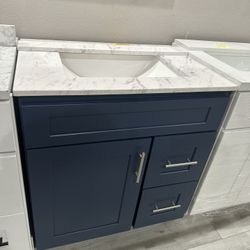 Bathroom vanity 30 inch blue 