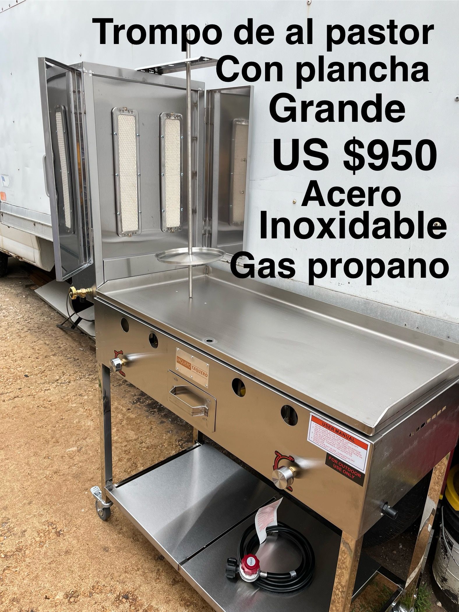 Trompo De Al Pastor Con Plancha Grande De Gas Propano