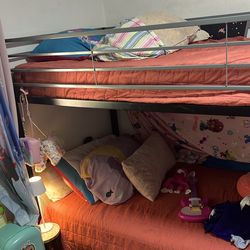 Black and silver metal bunk beds