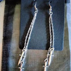 Dangling Knife Earrings Hand Made