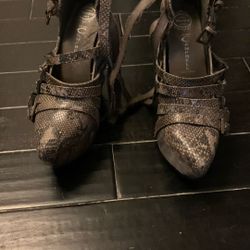 Jeffrey Campbell Zip 2 Snakeskin Buckle Boots Size 7.5