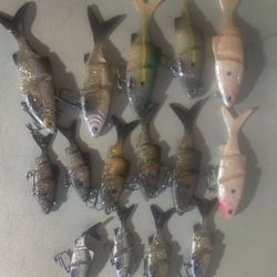 Lot Of plastic Swim Bait Fishing Lures 