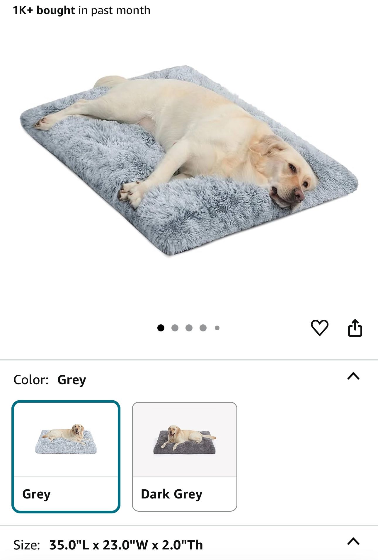 Large Dog Bed Crate Pad Mat for Cages Washable Bed for Large Medium Size Dog Soft Kennel Pad Anti-Slip Pet Bed,35" x 23",Grey