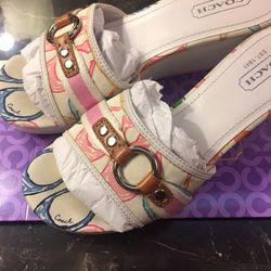 Coach Multi- Colored Wedge Open Toe Size 8