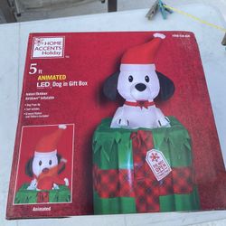 Gemmy 5 ft. Animated LED Dog in Gift Box Christmas Inflatable