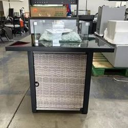 New Assembled Propane Outdoor Fire Pit Table, 28" Rattan Square Fire Pit Table, Outdoor Gas FirePit