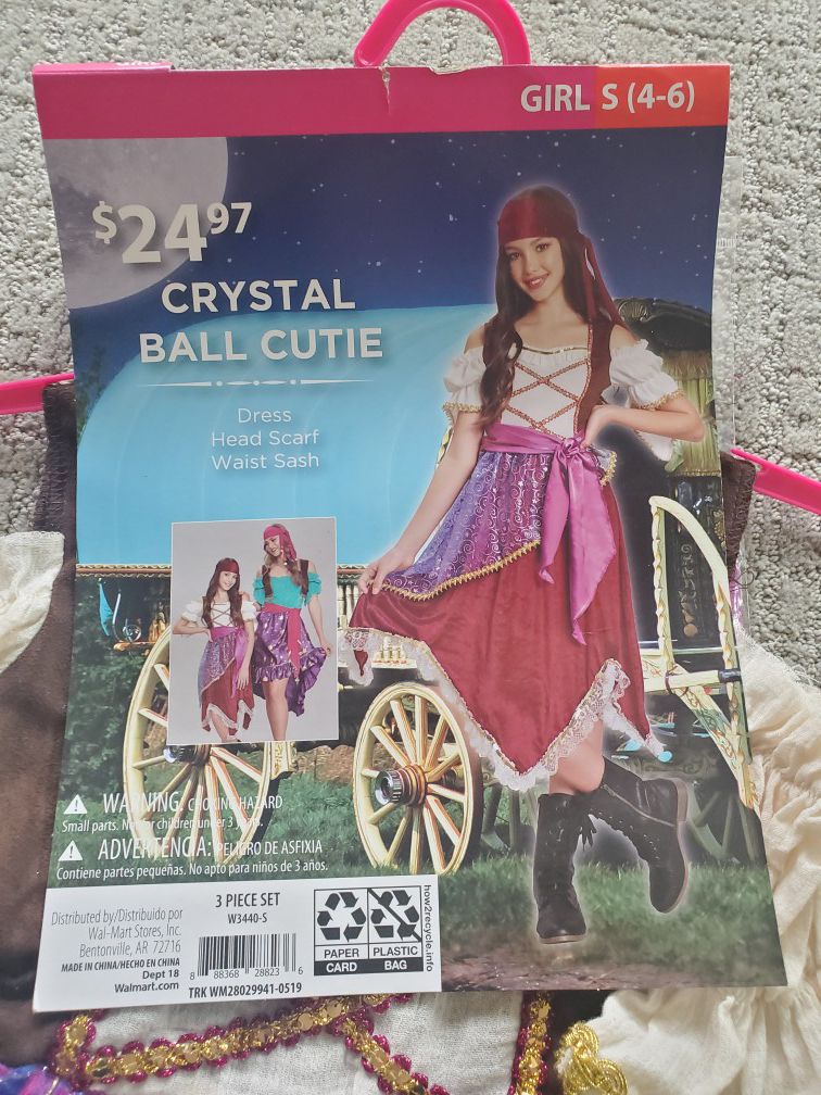 Gypsy-Crystal Ball Costume Girl S 4-6 NEW