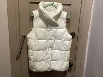 New White Puffer Vest with High Collar