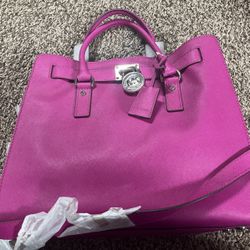 michael kors hamilton fuchsia lg ns tote leather