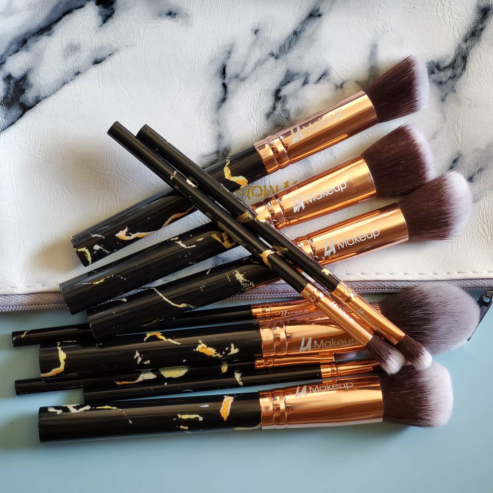 10pcs marble makeup brush set