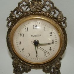 RARE VINTAGE MATSON, 24K GOLD Plate FILIGREE, ORMOLU FLOWER.  ELEC CLOCK