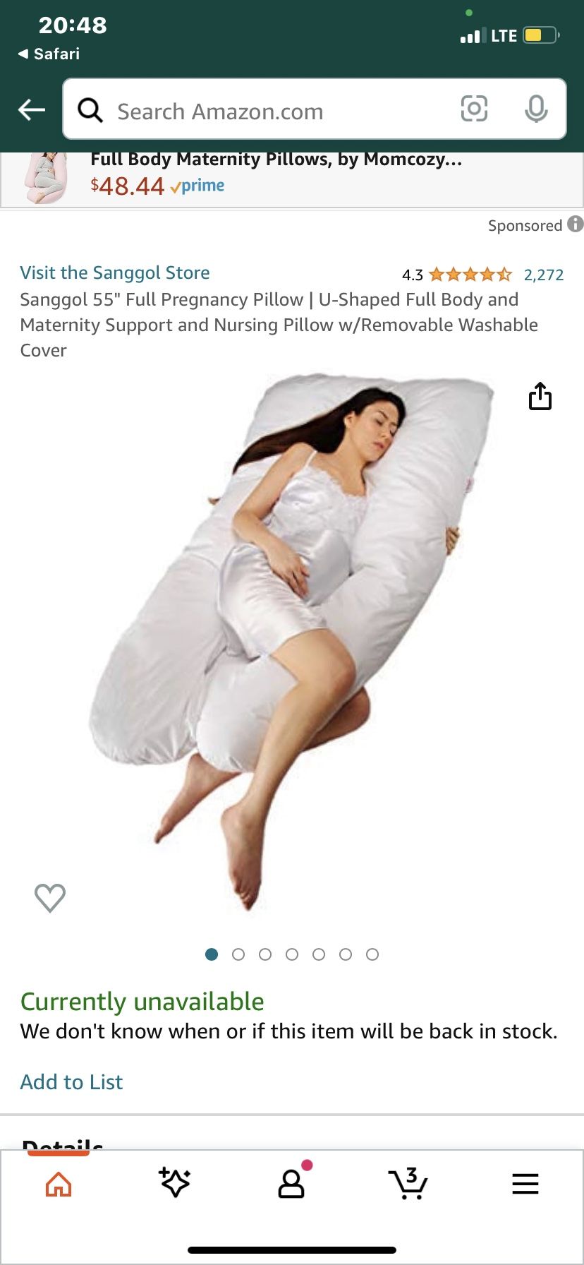Sanggol 55" Full Pregnancy Pillow | U-Shaped Full Body and Maternity Support and Nursing Pillow W/Removable Washable Cover Shipping and Local Pick Up