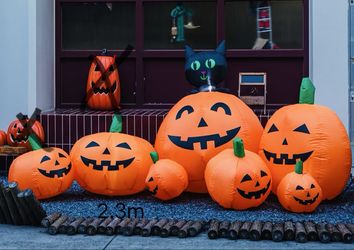 🎃 7.5ft Halloween Inflatable – 7 Pumpkins with Black Cat – $25