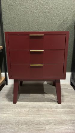 3-Drawer Nightstand with Gold Handles