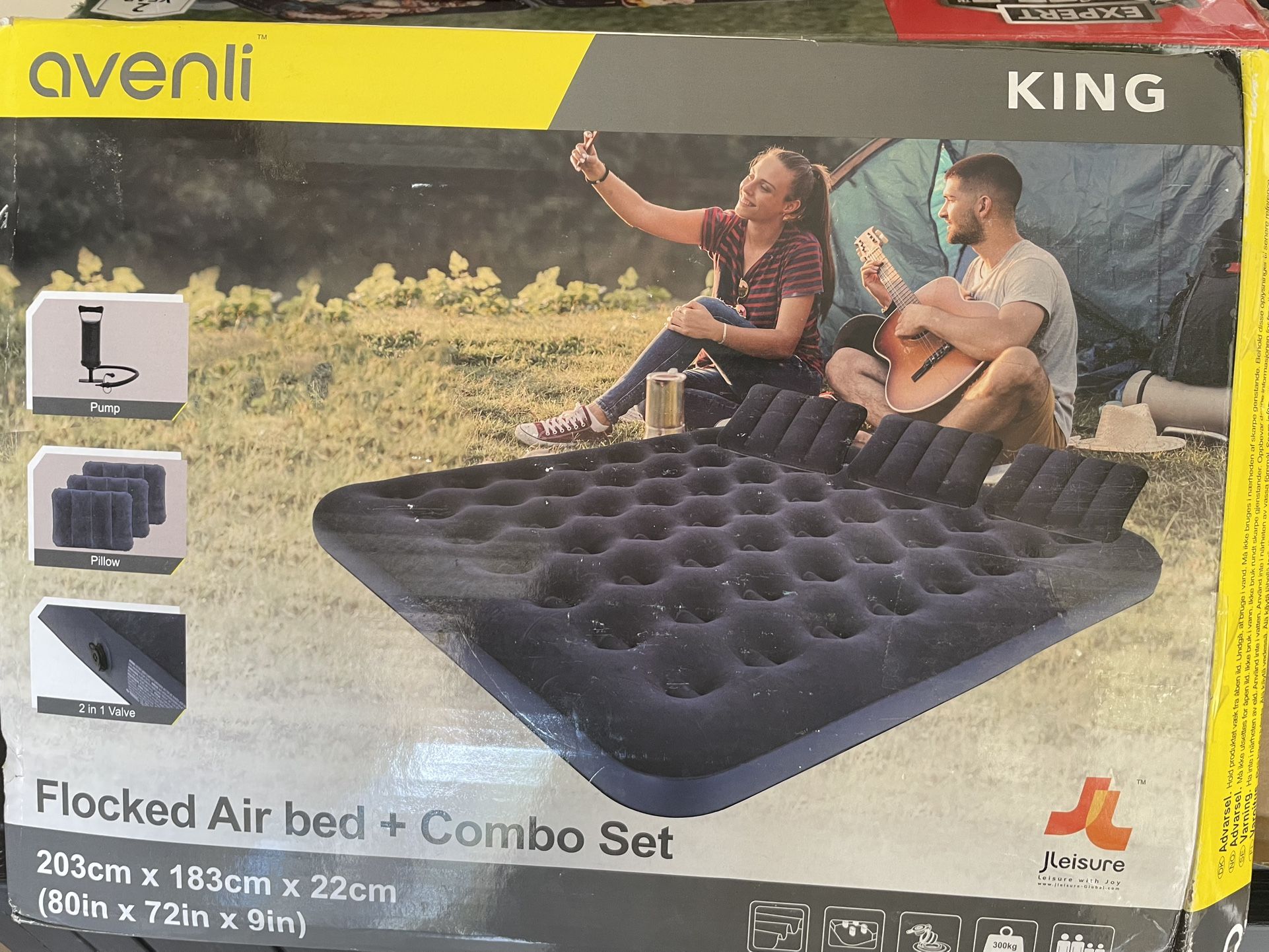 King Flocked Air Bed Combo Set