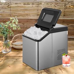 New Portable Countertop Ice Maker, 32 Bullet-Shaped Ice Cubes in 20 Minutes and 33 Pounds in 24 Hours, Quiet Operation with Ice Scoop and Basket, Ice 