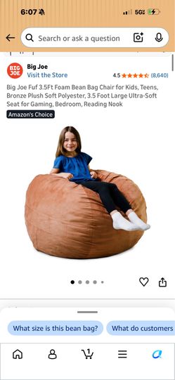 Big Joe Fuf 3.5Ft Foam Bean Bag Chair