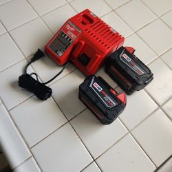 Milwaukee M18 Charger And Batteries 