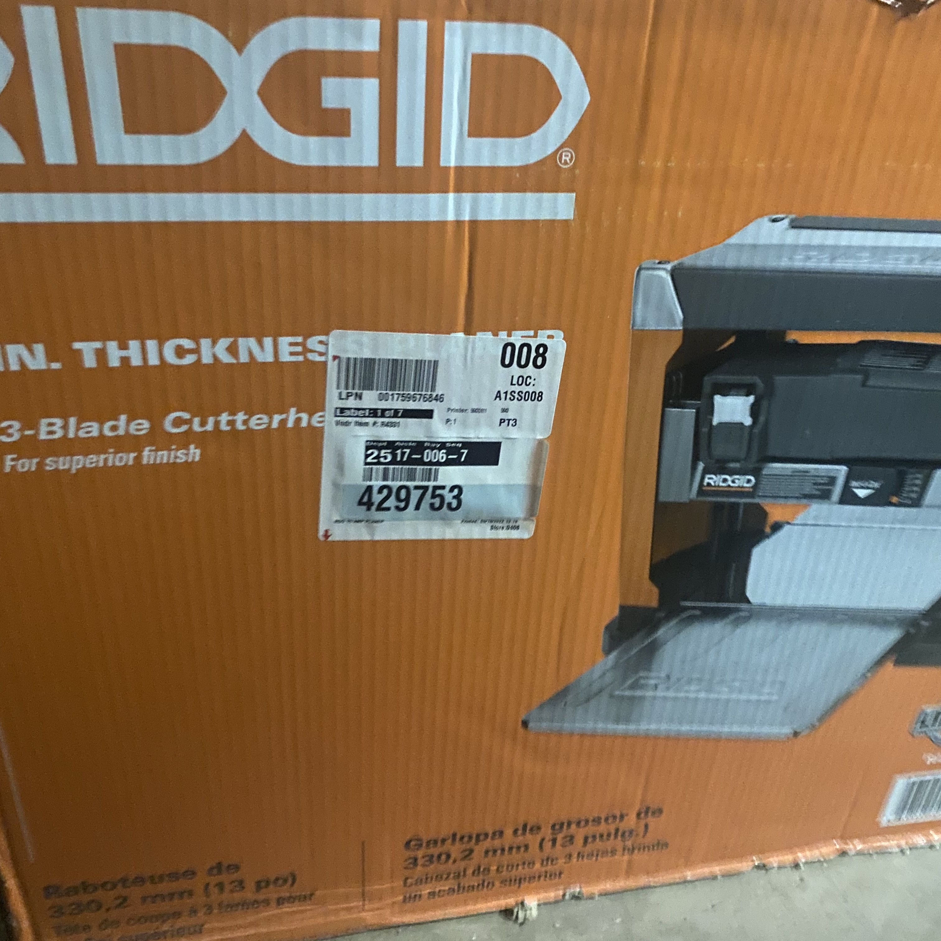 Ridgid 3-Blade Cutterhead Power Tool