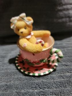 1997 Cherished Teddies Joann Cup Full Of Love Christmas Cup Saucer Set