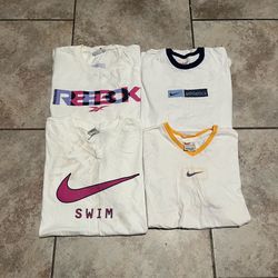 Vintage Y2K-era nike and Reebok white tshirt damaged bundle size M-XL