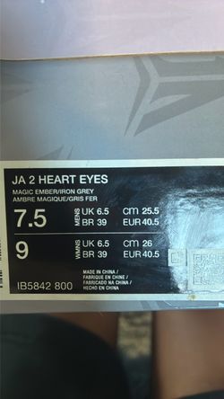 ja 2 heart eyes , pick up today : 7.5 mens