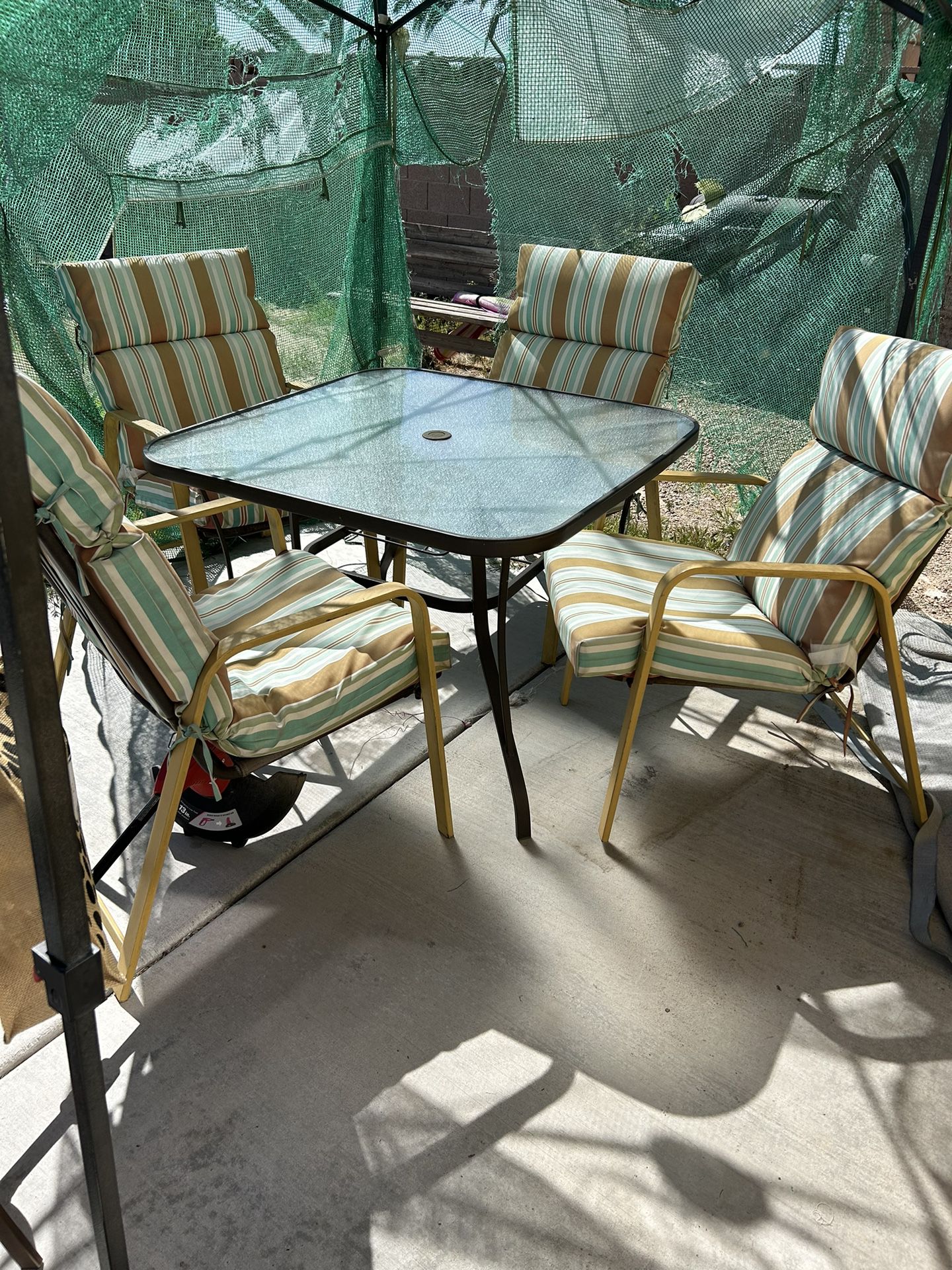 Glass Outdoor Table W/Chairs