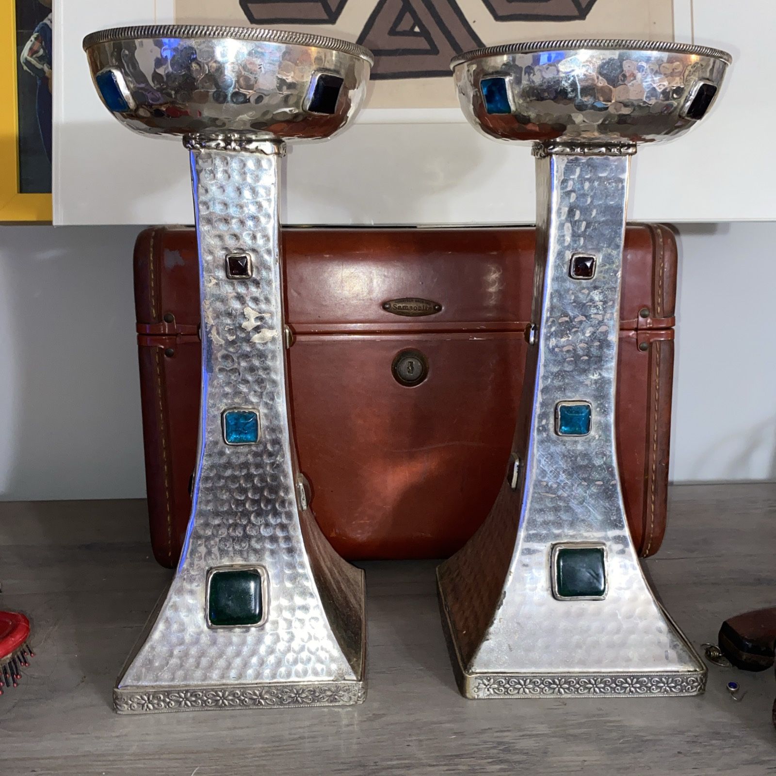 Neiman Marcus Vintage Silver Rhinestone Pillars