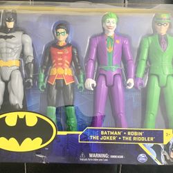 Batman four pack 12 Inch action figures Batman, Robin, the joker, and the Riddler