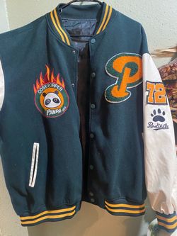 Panda P embroidery varsity baseball style jacket, Size 4X