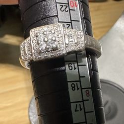 Diamond Engagement Ring Set On Silver Size 9