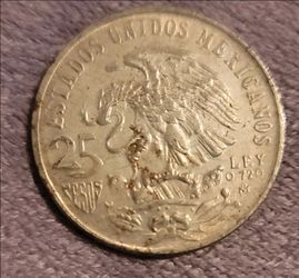 Mexico 25 Pesos 1968 Olympic Ley 0.720 Estados Unidos Mexicanos